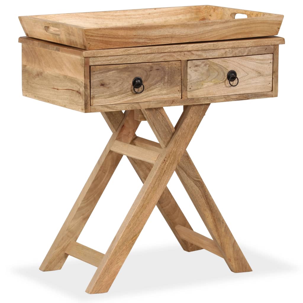 vidaXL Príručný stolík masívne mangovníkové drevo 65x40x76 cm