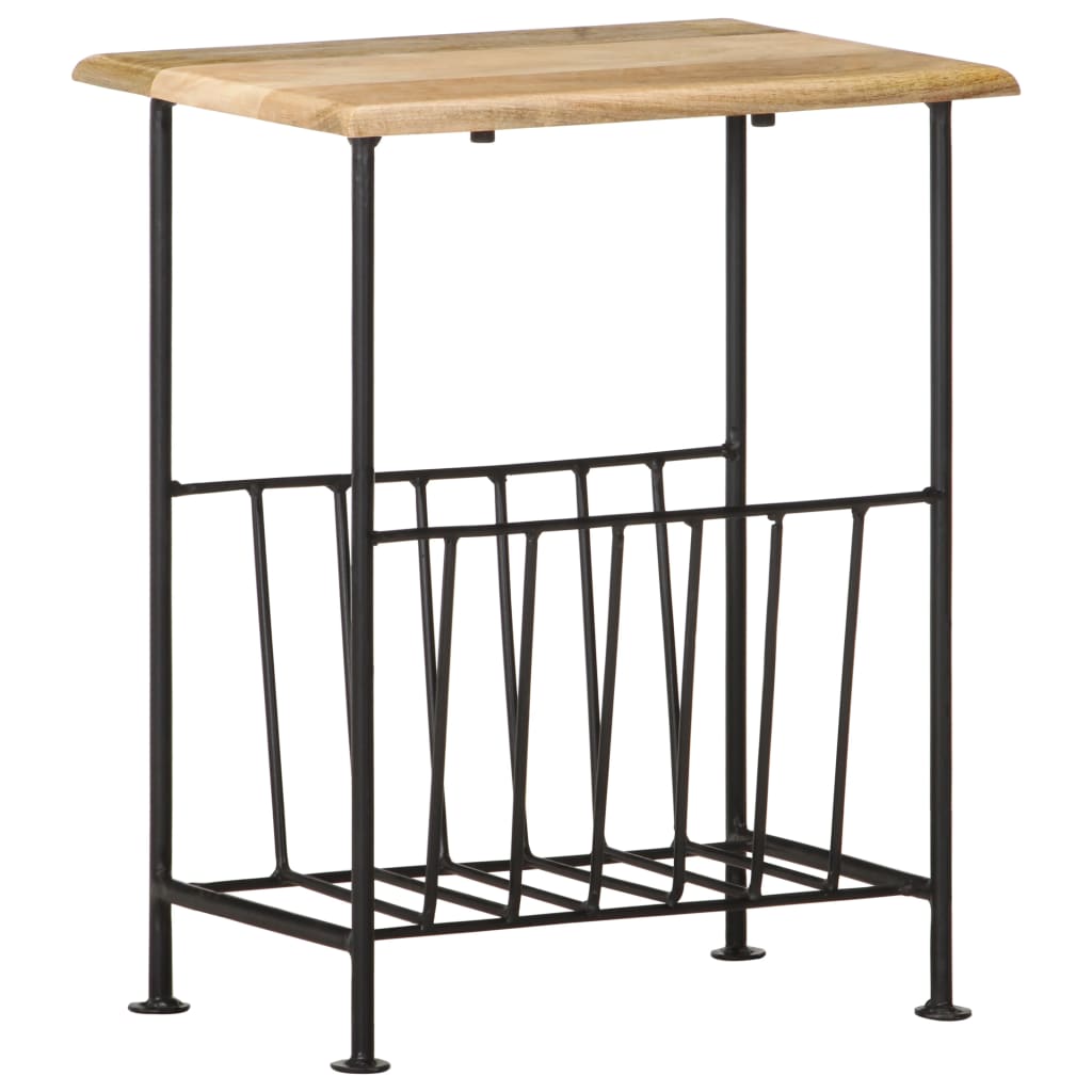 vidaXL Stojan na časopisy 40x30x50 cm, mangový masív a oceľ