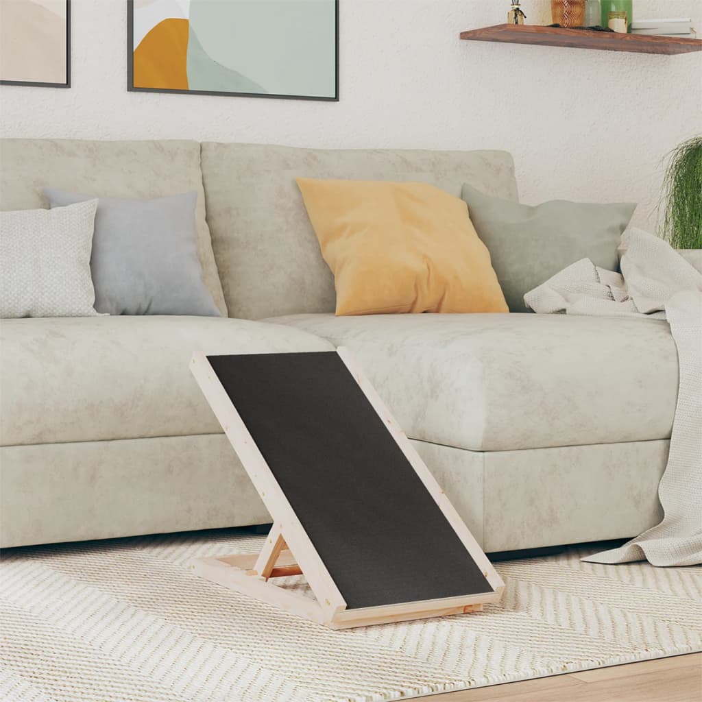 vidaXL Rampa pre psa šedá 70x35 cm jedľové masívne drevo