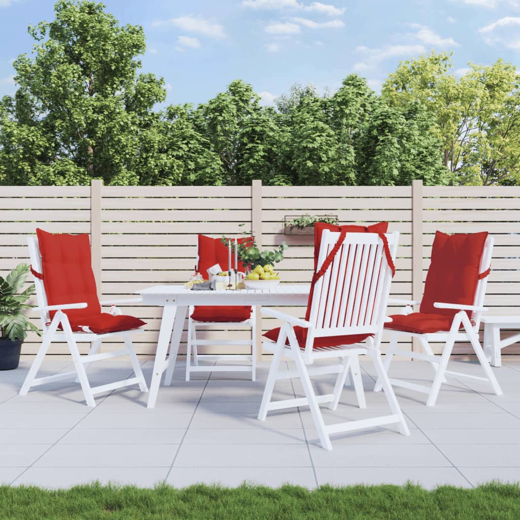 vidaXL Podušky na stoličky s vysokým operadlom 4 ks červené látka