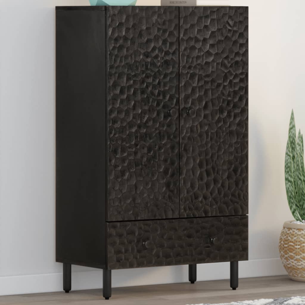 vidaXL Vysoká skrinka, čierna 60x33x100 cm, mangový masív