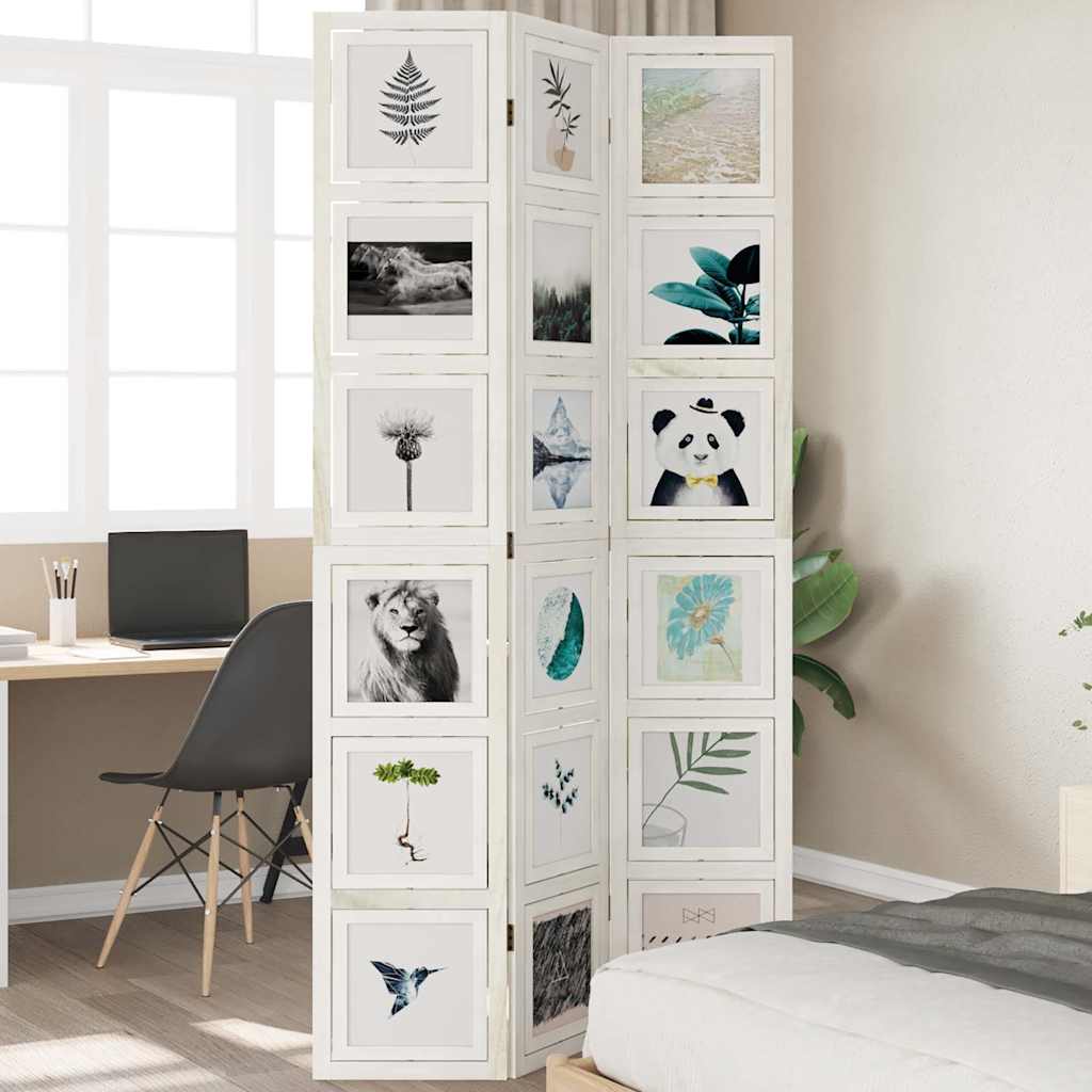 vidaXL Paraván 3 panely biely masívne drevo paulovnie