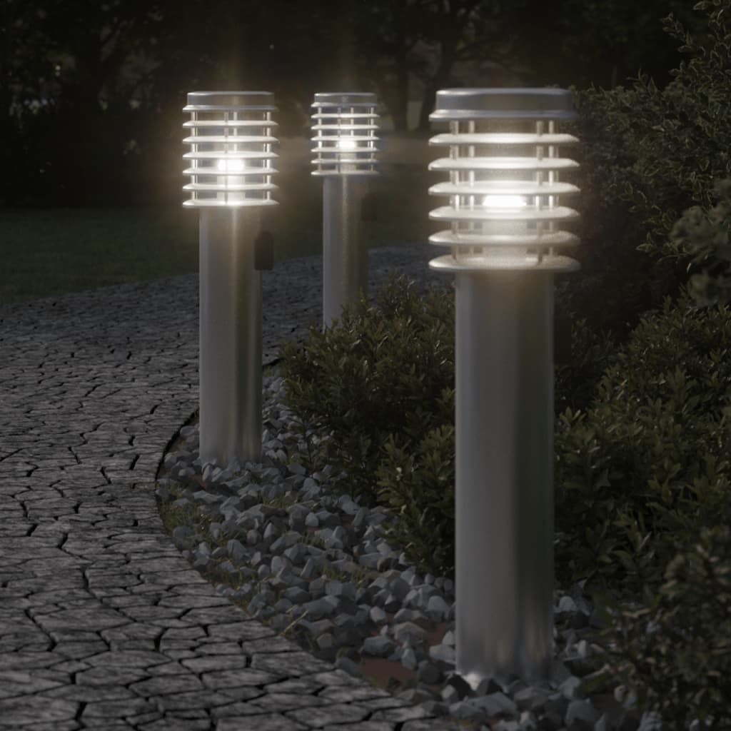 vidaXL Vonkajšia stojaca lampa zásuvka strieborná 60 cm nehrdzav. oceľ