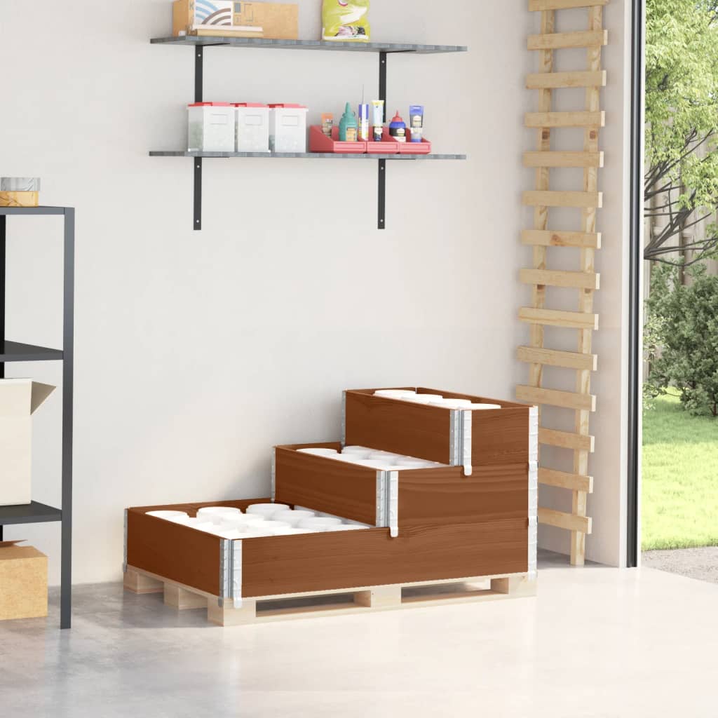 vidaXL Vyvýšený záhon, 3 úrovne, hnedý 120x80 cm, borovicový masív