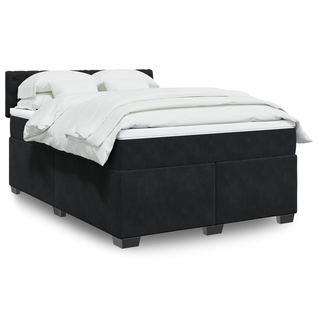 vidaXL Posteľný rám boxspring s matracom čierny 140x190 cm zamat