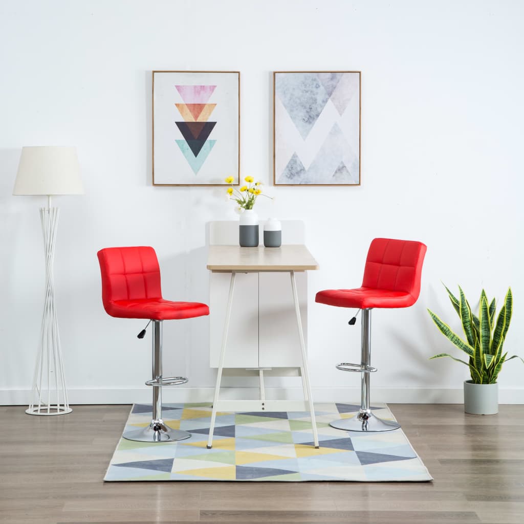 vidaXL Barové stoličky 2 ks červené umelá koža