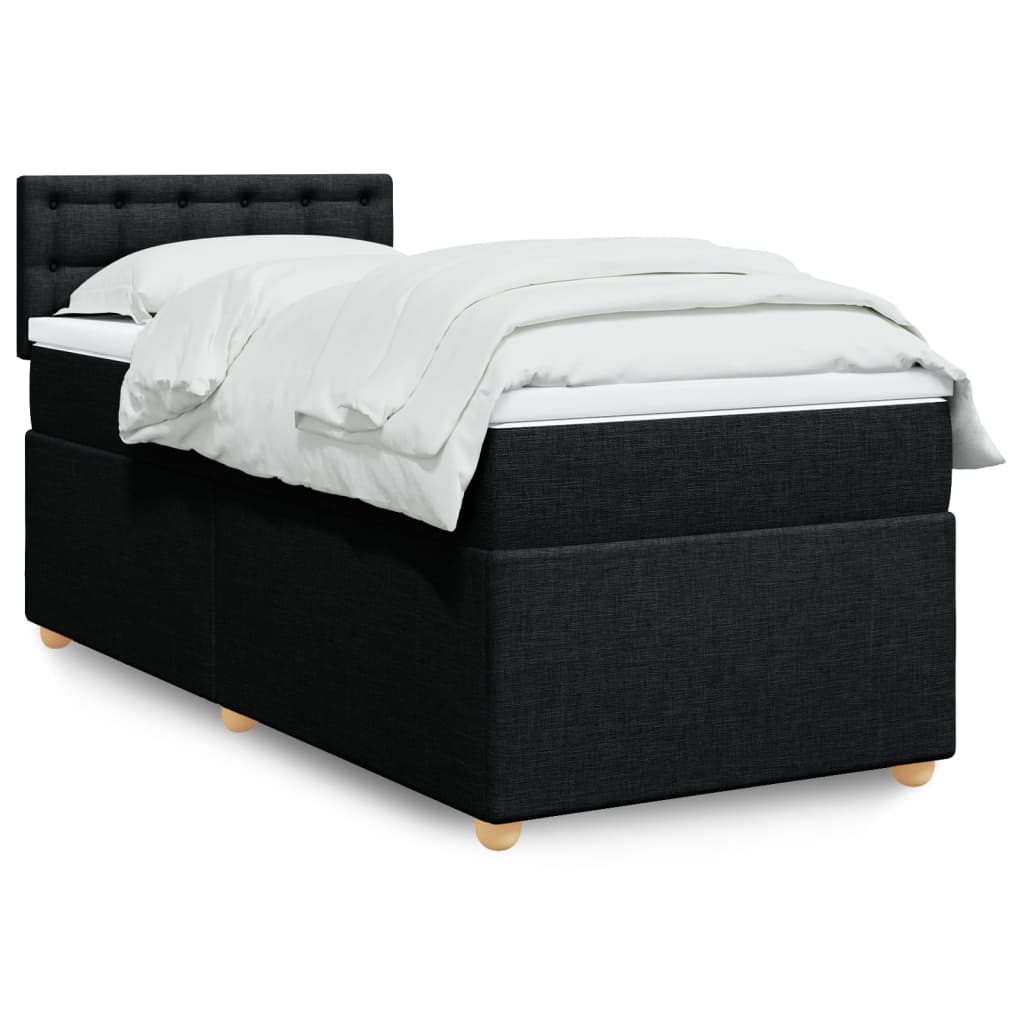 vidaXL Posteľný rám boxspring s matracom čierny 90x190 cm látka