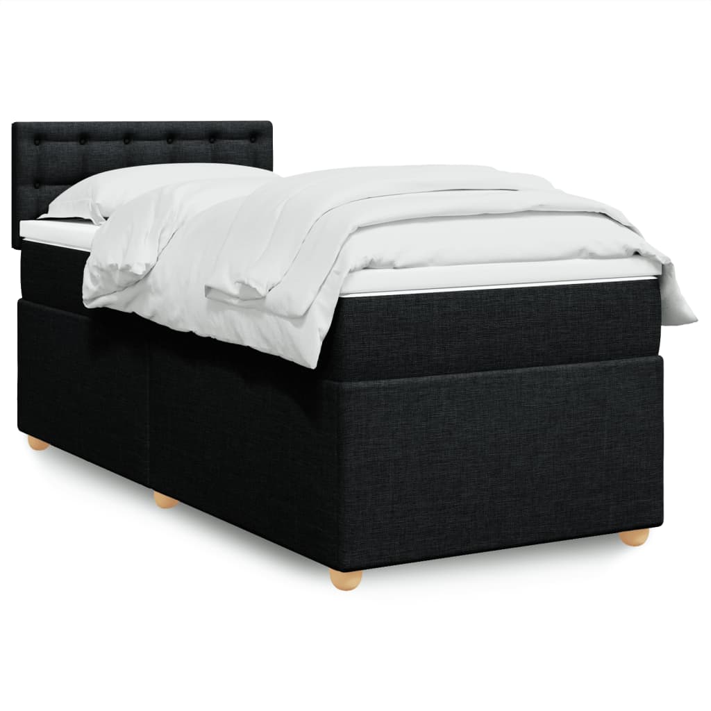 vidaXL Posteľný rám boxspring s matracom čierny 90x190 cm látka