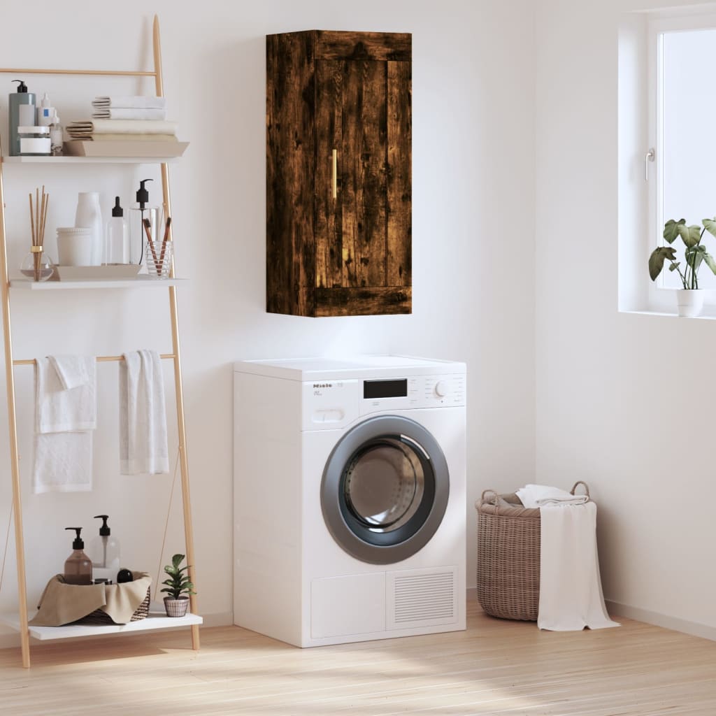 vidaXL Nástenná skrinka, tmavý dub 34,5x34x90 cm, kompozitné drevo