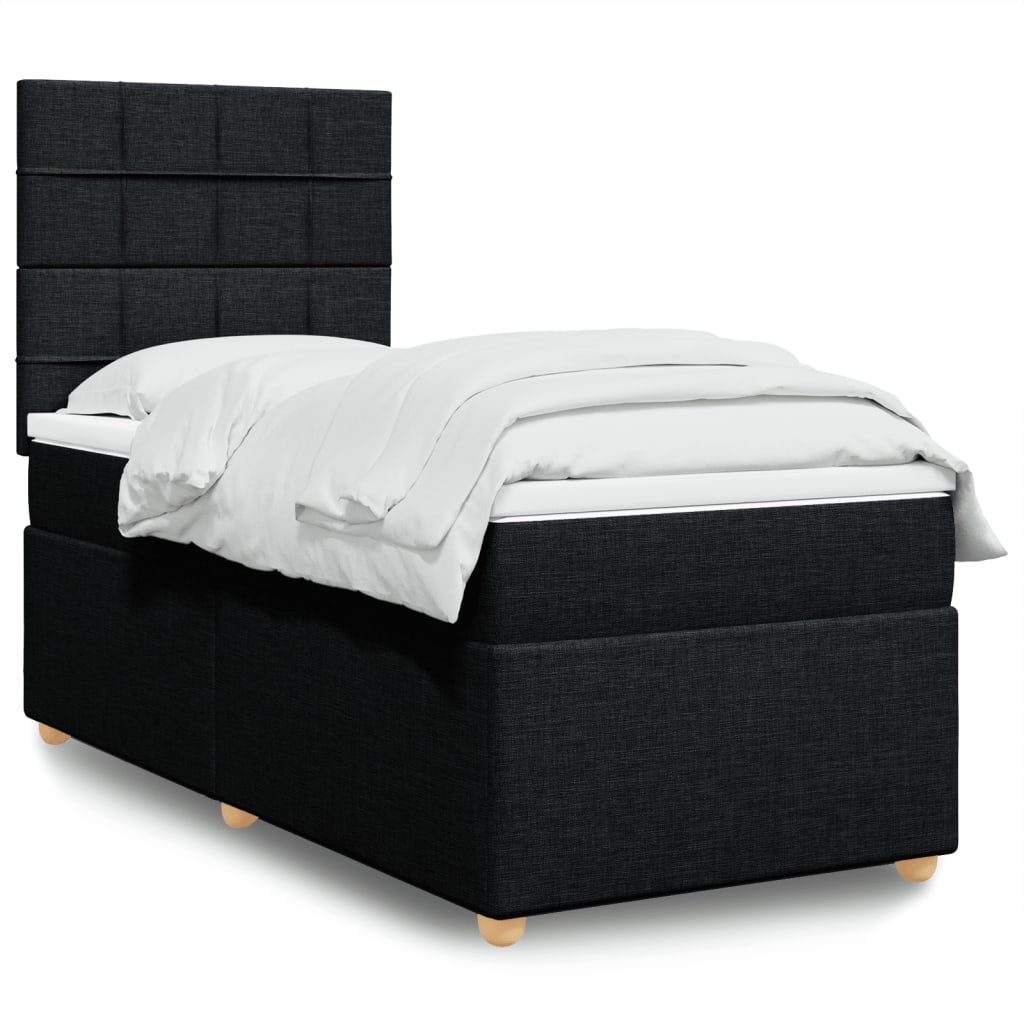 vidaXL Posteľný rám boxspring s matracom čierny 90x190 cm látka