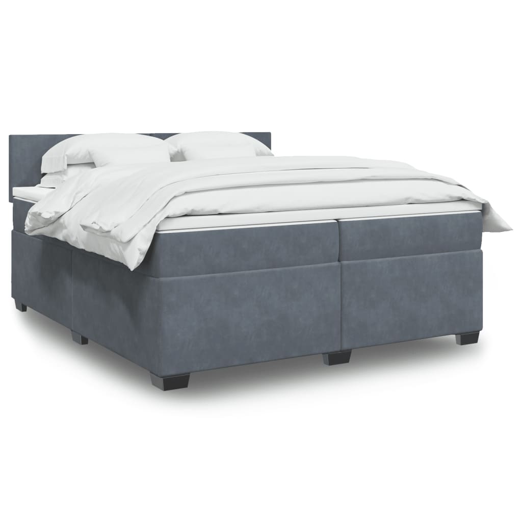 vidaXL Posteľný rám boxspring s matracom tmavosivý 200x200 cm zamat