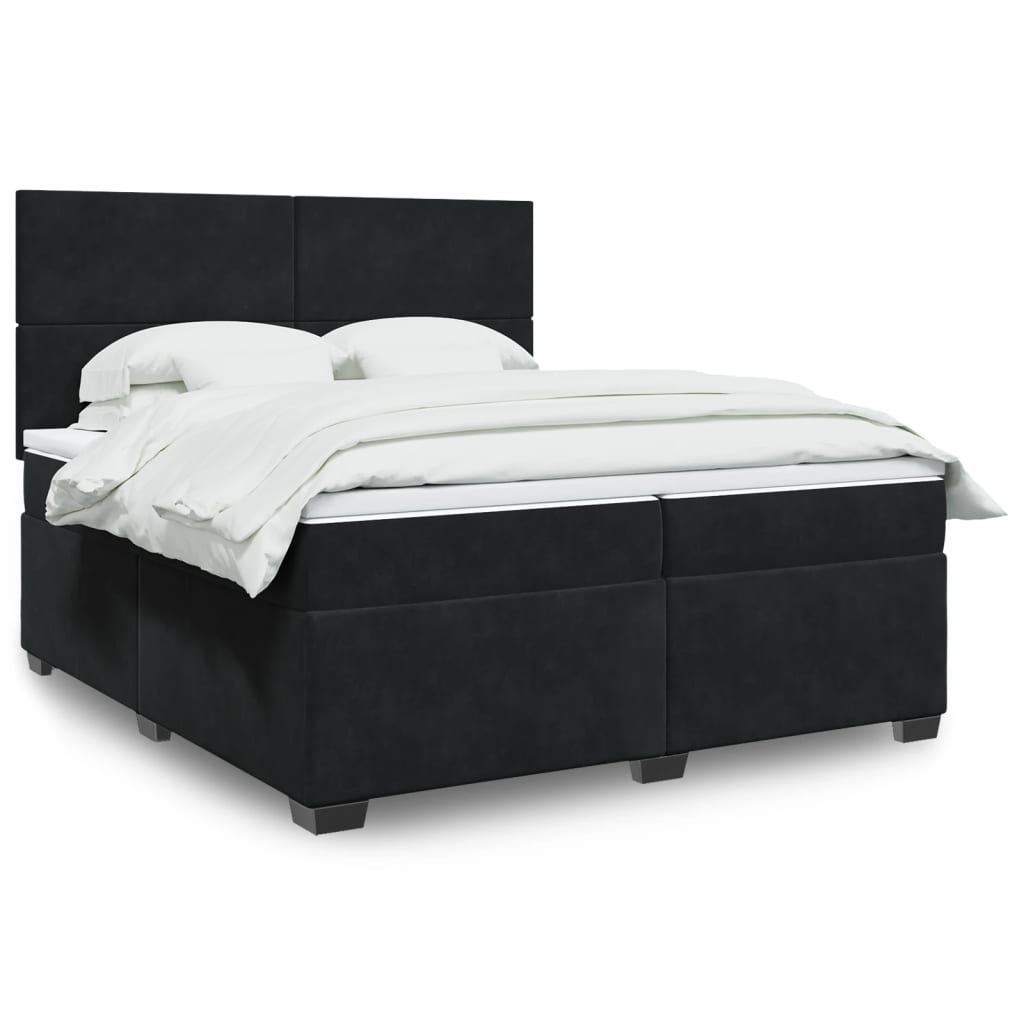 vidaXL Posteľný rám boxspring s matracom čierny 200x200 cm zamat