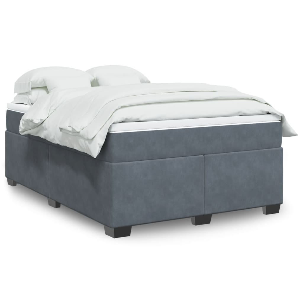 vidaXL Posteľný rám boxspring s matracom tmavosivý 140x190 cm zamat