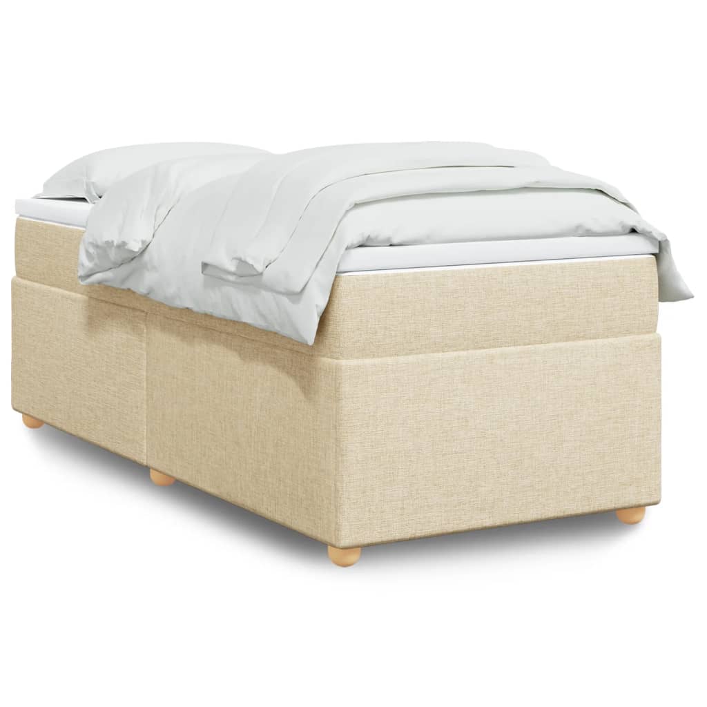 vidaXL Posteľný rám boxspring s matracom krémový 90x190 cm látka