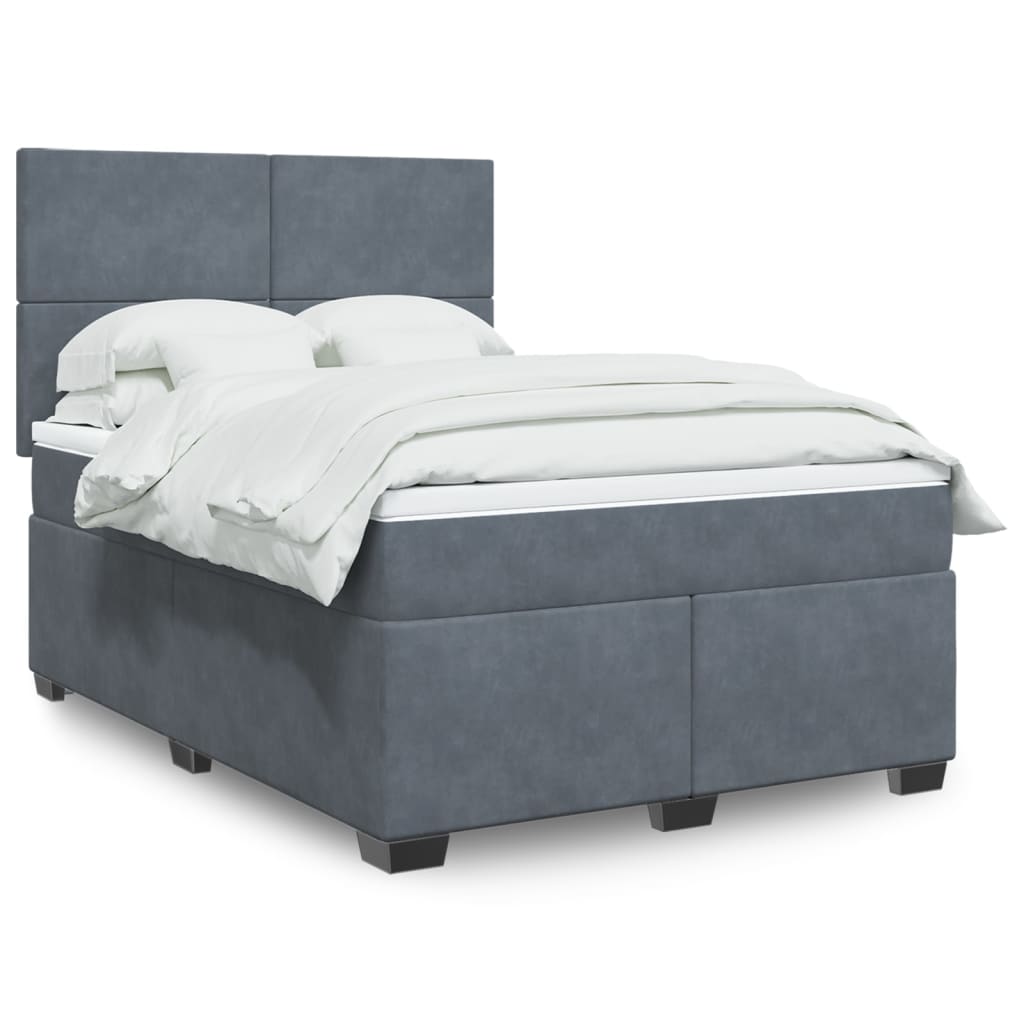 vidaXL Posteľný rám boxspring s matracom tmavosivý 140x190 cm zamat