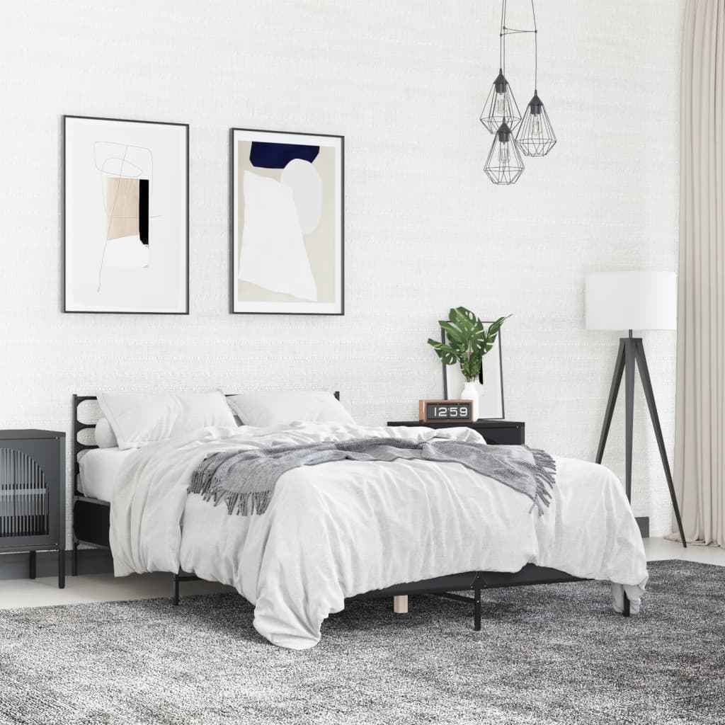 vidaXL Posteľný rám čierny 120x190 cm kompozitné drevo a kov