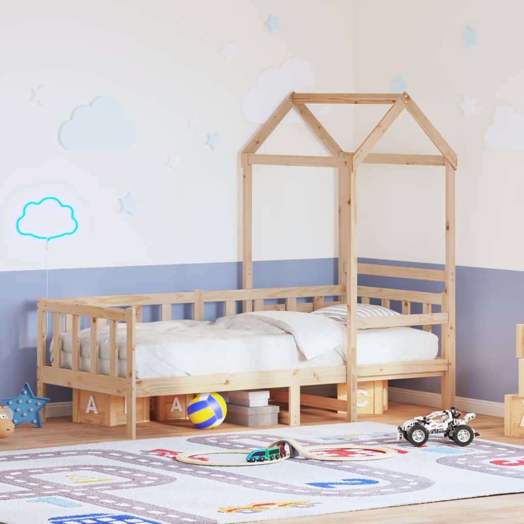 vidaXL Denná posteľ so strieškou 90x200 cm borovicový masív