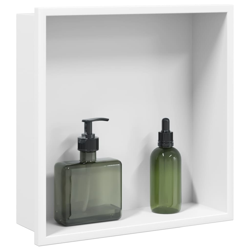 vidaXL Výklenok do sprchy matná biela 32x32x9 cm nerezová oceľ