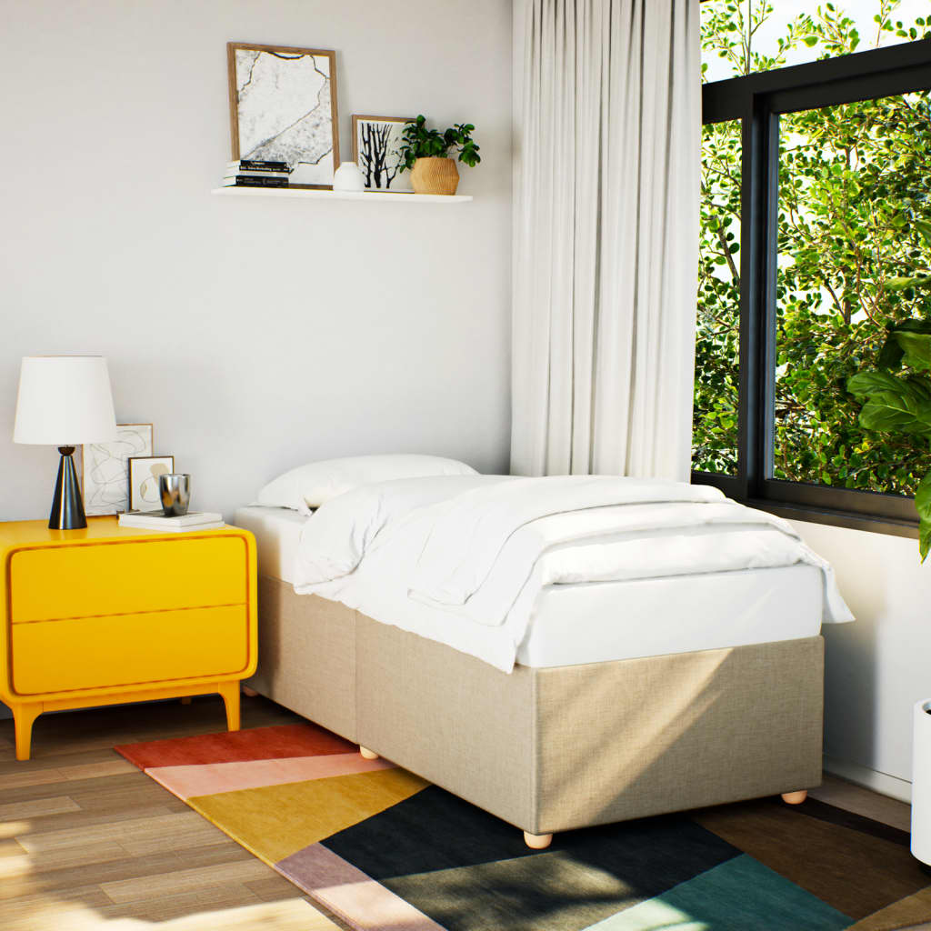 vidaXL Posteľ bez matraca krémová 100x200 cm látka