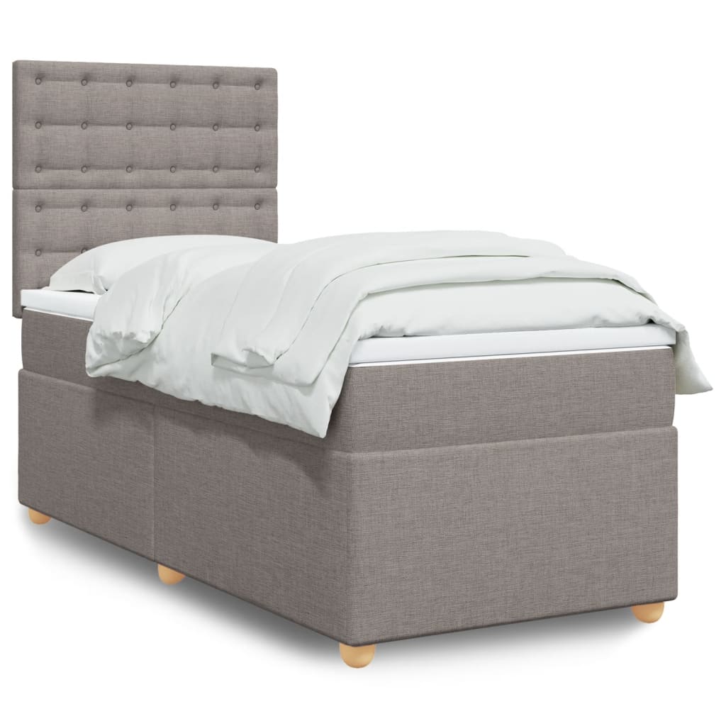 vidaXL Posteľný rám boxspring s matracom sivohnedý 90x190 cm látka