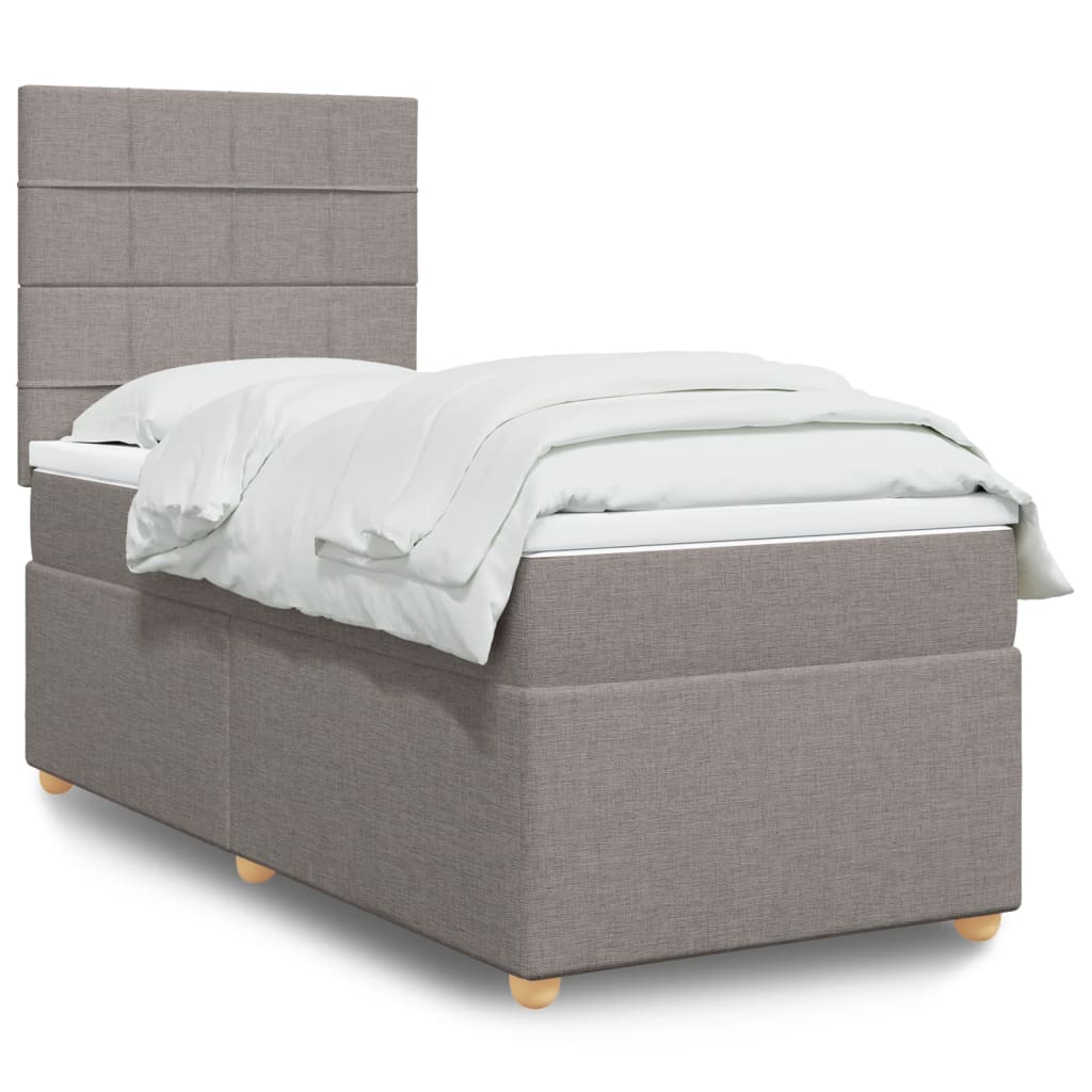vidaXL Posteľný rám boxspring s matracom sivohnedý 90x190 cm látka