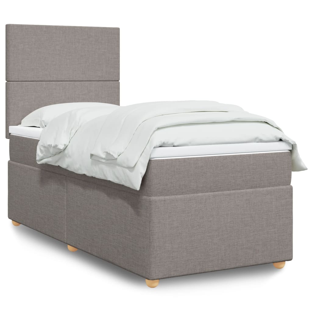 vidaXL Posteľný rám boxspring s matracom sivohnedý 90x190 cm látka