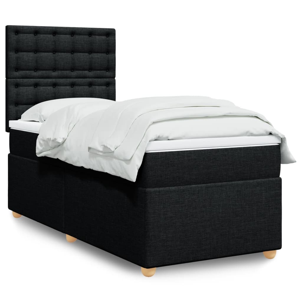 vidaXL Posteľný rám boxspring s matracom čierny 90x190 cm látka