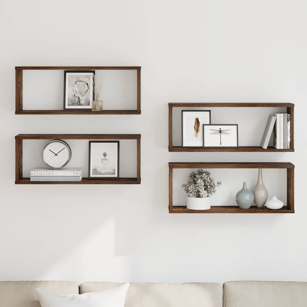 vidaXL Kockové police 4 ks dymový dub 60x15x23 cm spracované drevo