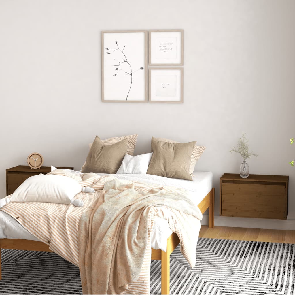 vidaXL Nástenné skrinky 2ks medovo-hnedé 60x30x35 cm masívna borovica