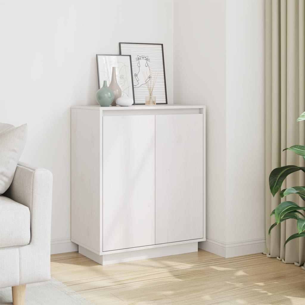 vidaXL Komoda, biela 60x34x75 cm, borovicový masív