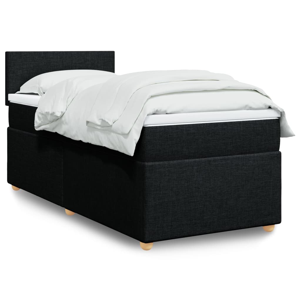 vidaXL Posteľný rám boxspring s matracom čierny 90x190 cm látka