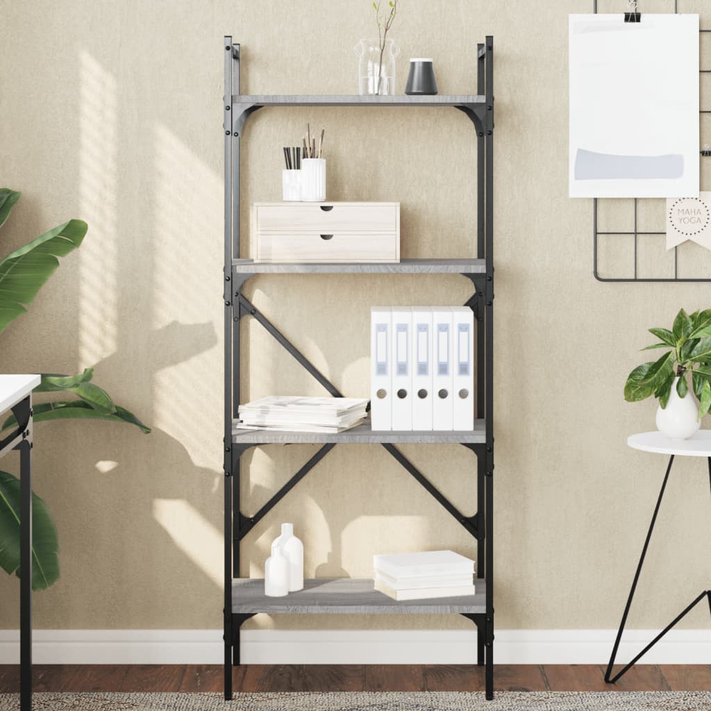 vidaXL Knižnica 4-poschodová sivá sonoma 56x31,5x138,5 cm komp. drevo