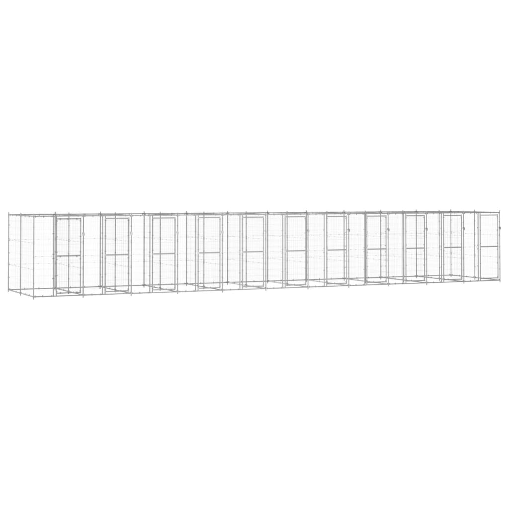 vidaXL Vonkajšia voliéra pre psy pozinkovaná oceľ 26,62 m²