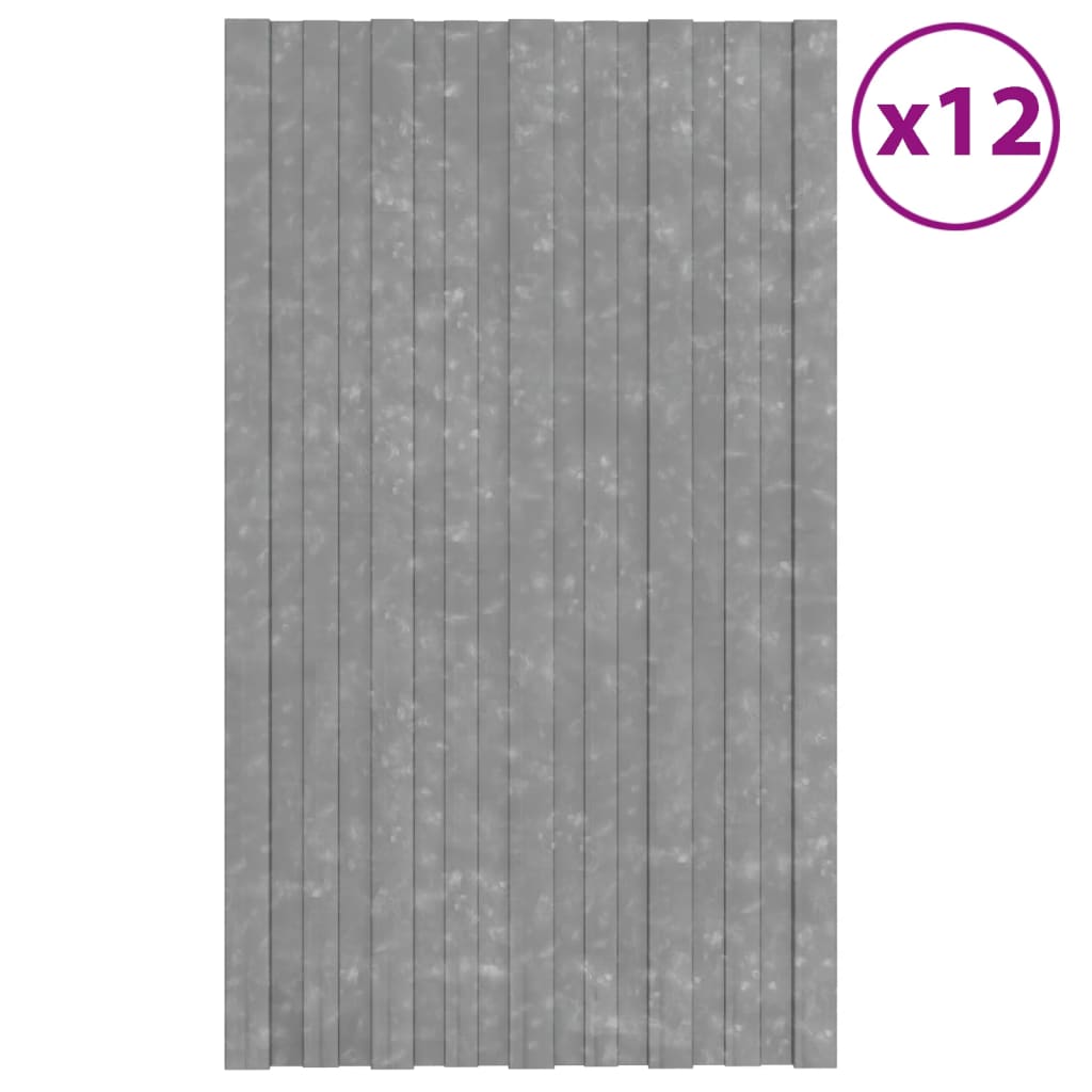 vidaXL Strešné panely 12 ks pozinkovaná oceľ strieborné 80x45 cm