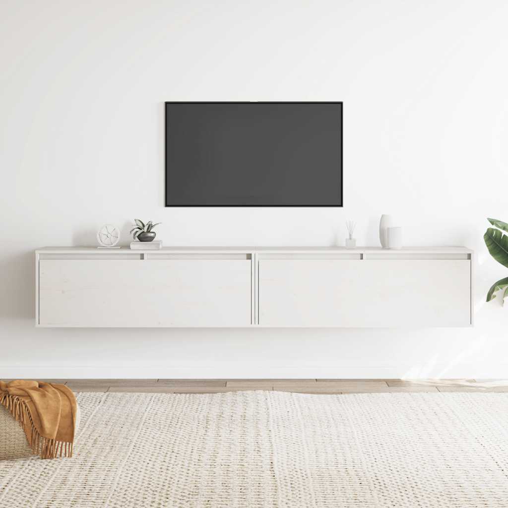 vidaXL Nástenné skrinky 2 ks biele 100x30x35 cm masívna borovica