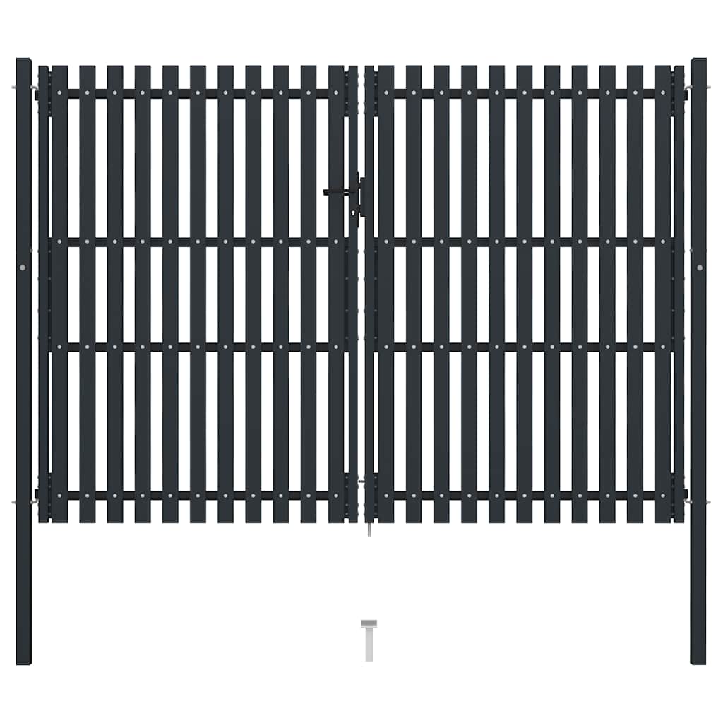 vidaXL Dvojkrídlová plotová brána z ocele 300x200 cm antracitová