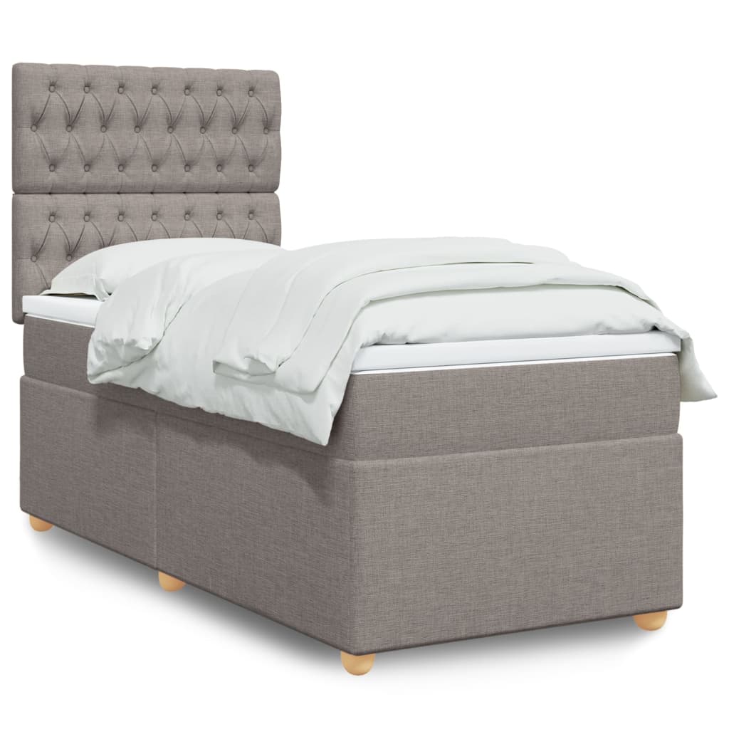 vidaXL Posteľný rám boxspring s matracom sivohnedý 90x190 cm látka