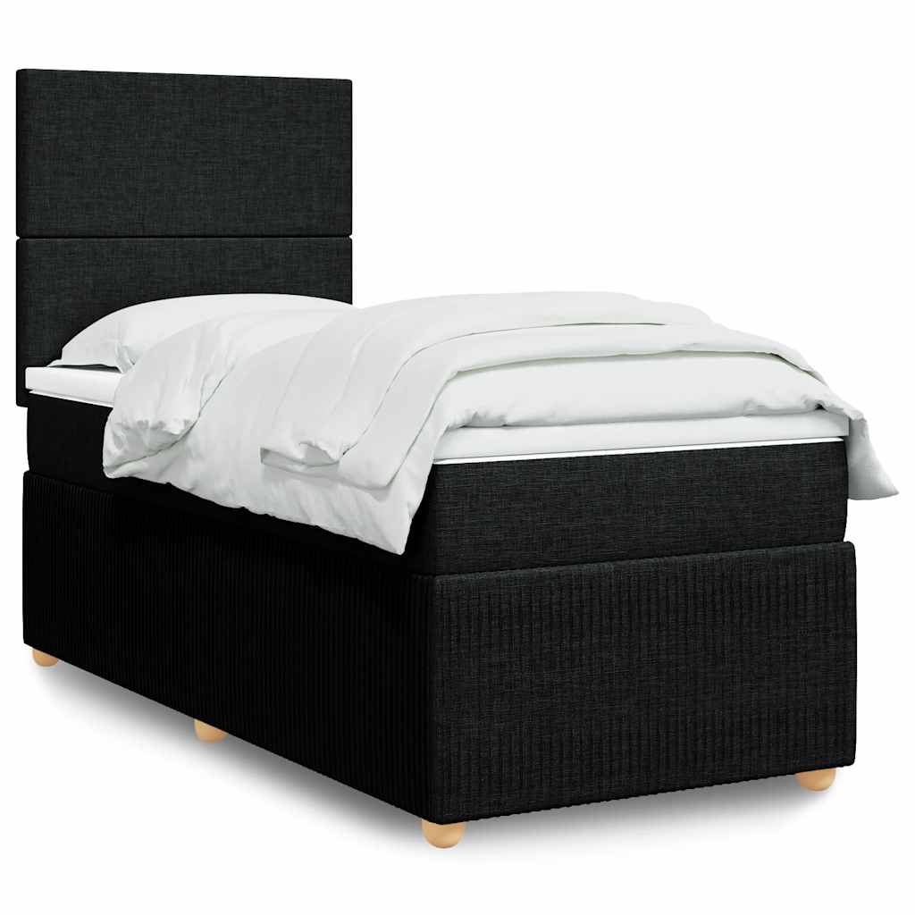 vidaXL Posteľný rám boxspring s matracom čierny 90x190 cm látka