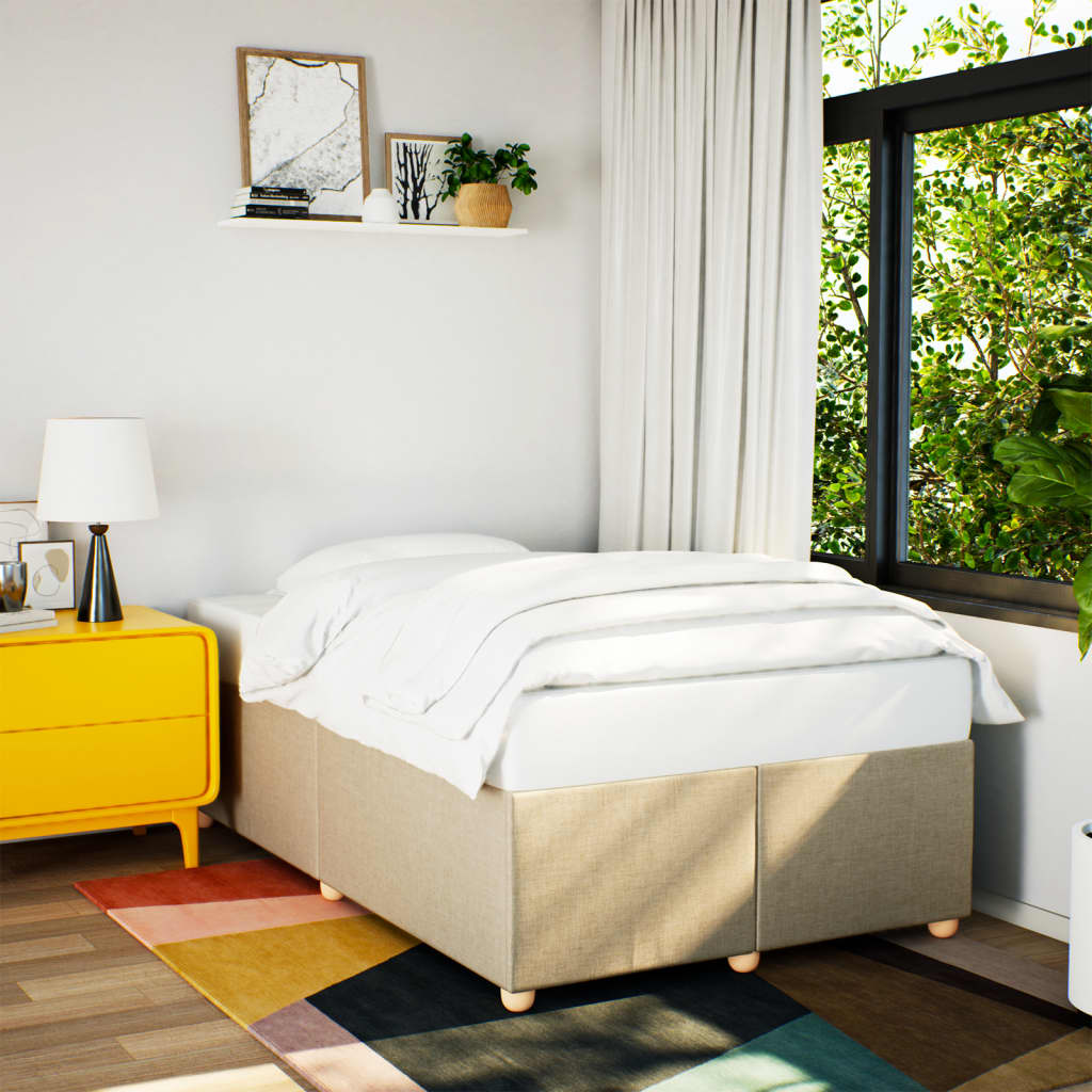 vidaXL Posteľ bez matraca krémová 120x200 cm látka