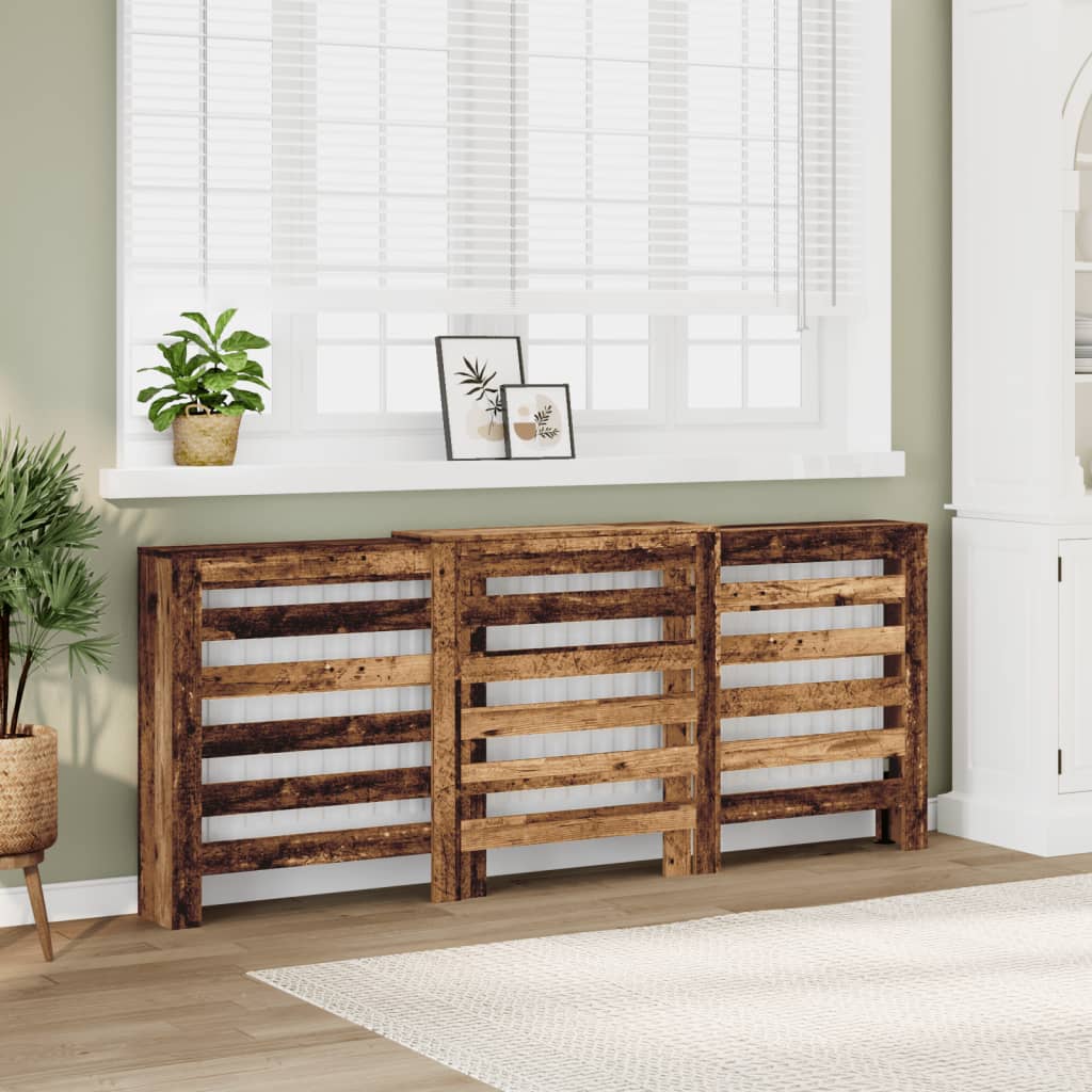 vidaXL Kryt na radiátor staré drevo 205x21,5x83,5 cm kompozitné drevo