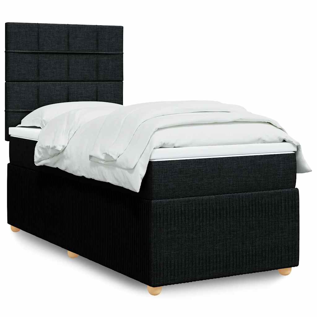 vidaXL Posteľný rám boxspring s matracom čierny 90x190 cm látka