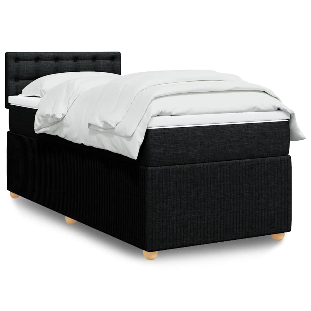 vidaXL Posteľný rám boxspring s matracom čierny 90x190 cm látka