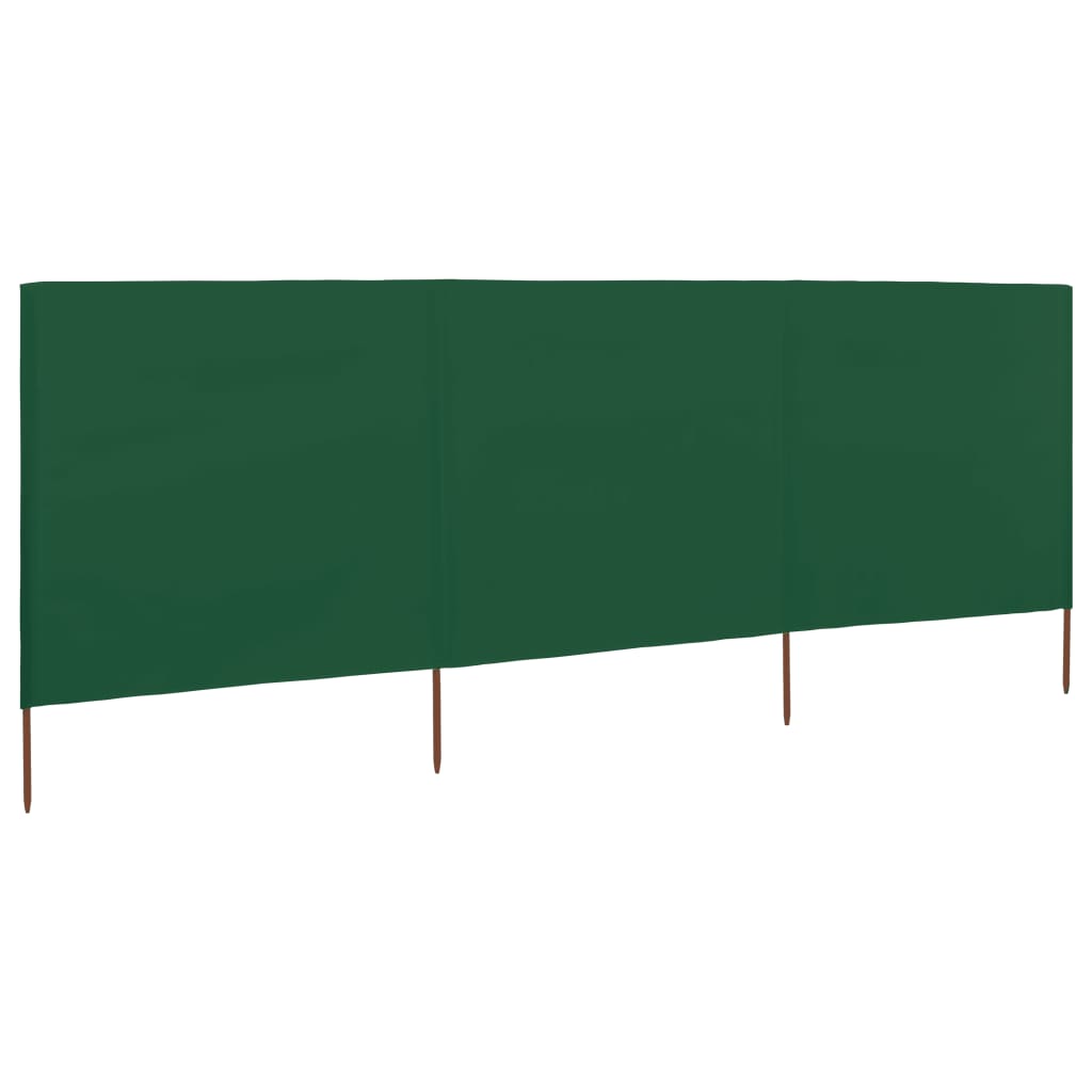 vidaXL 3-panelová zábrana proti vetru zelená 400x120 cm látková