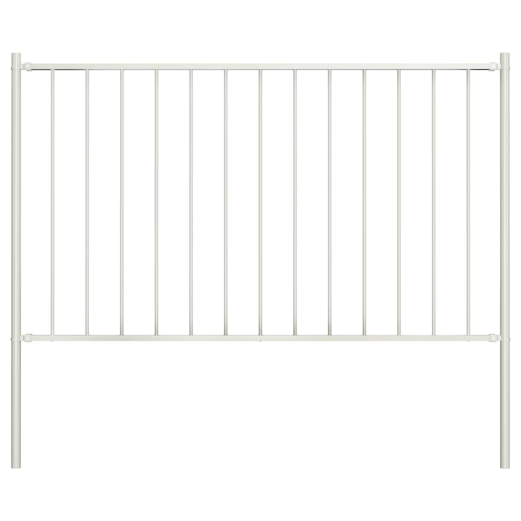 vidaXL Plotový panel so stĺpikmi, práškovo lakovaná oceľ 1,81x0,75 m, biely