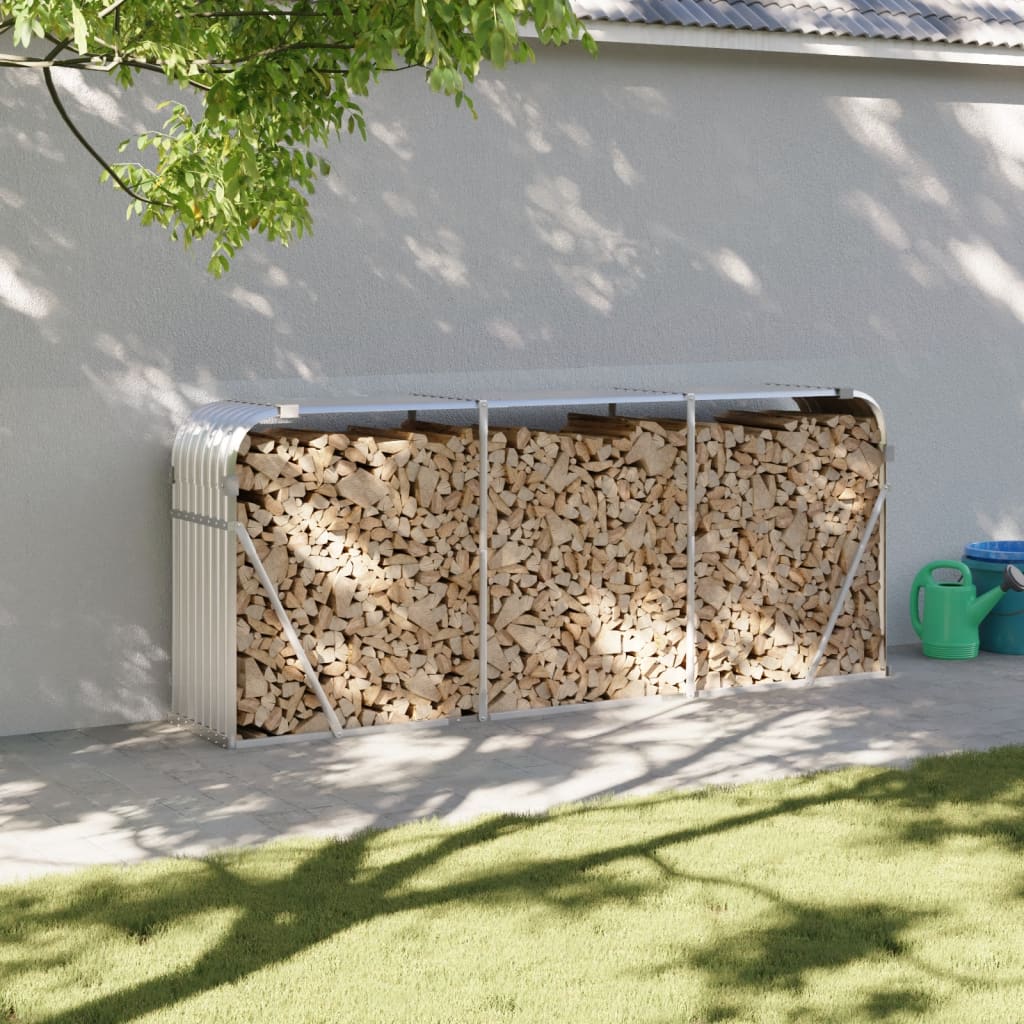 vidaXL Držiak na polená strieborný 234x45x100 cm pozinkovaná oceľ