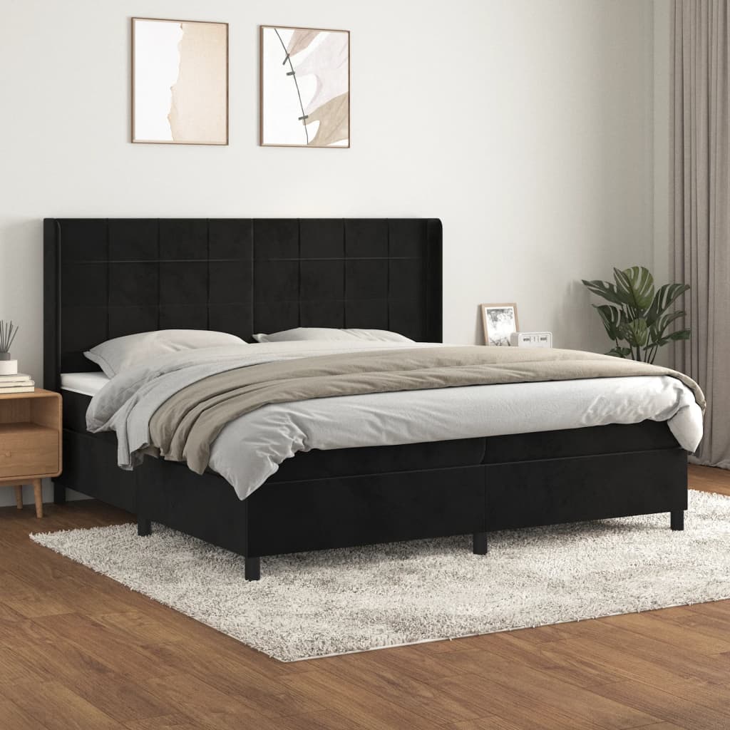 vidaXL Posteľný rám boxspring s matracom čierny 200x200 cm zamat