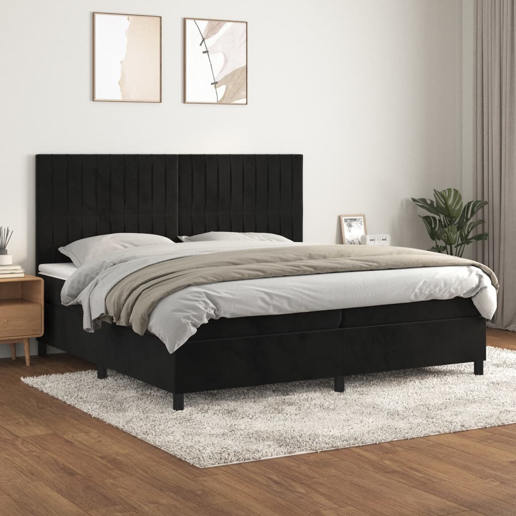 vidaXL Posteľný rám boxspring s matracom čierny 200x200 cm zamat