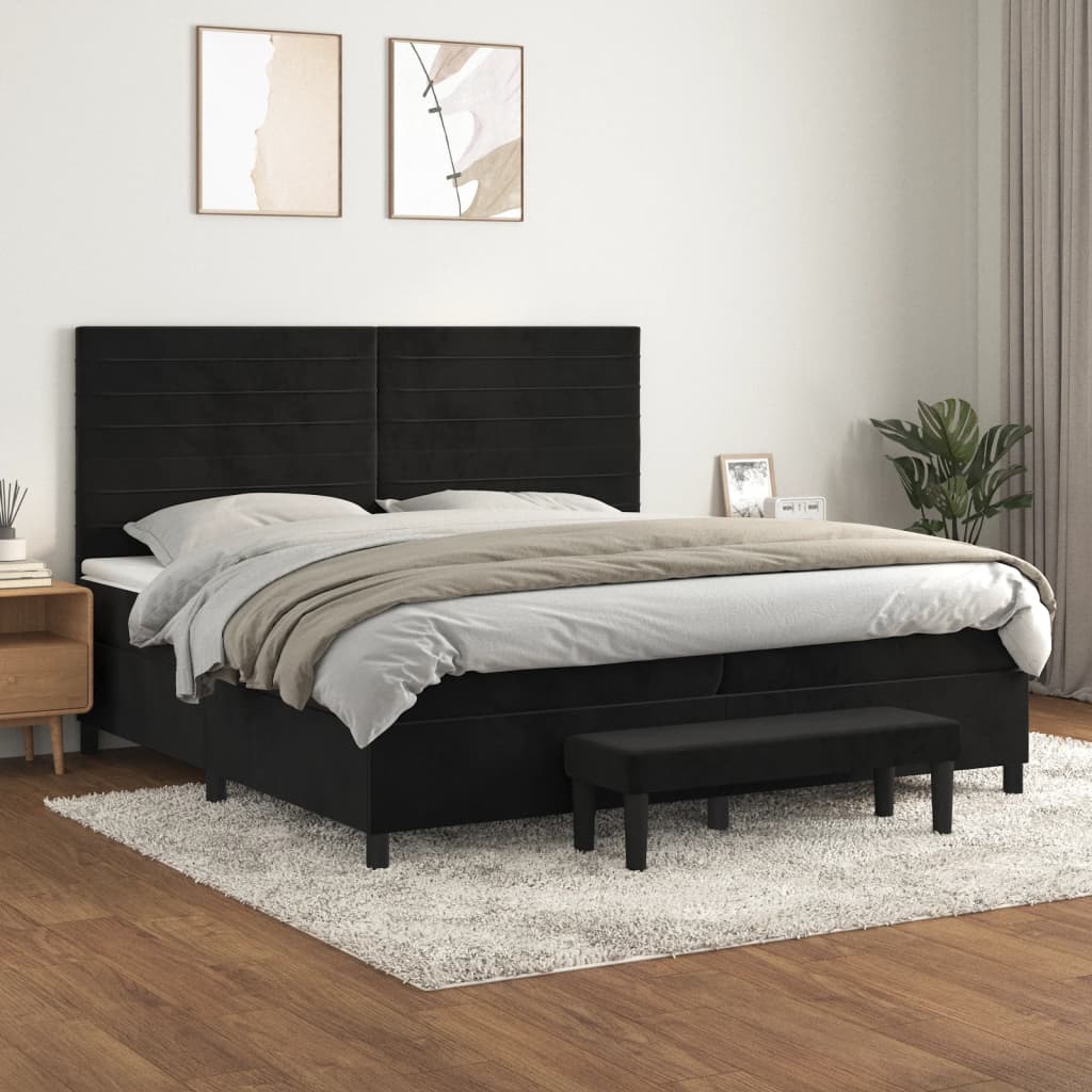 vidaXL Posteľný rám boxspring s matracom čierny 200x200 cm zamat