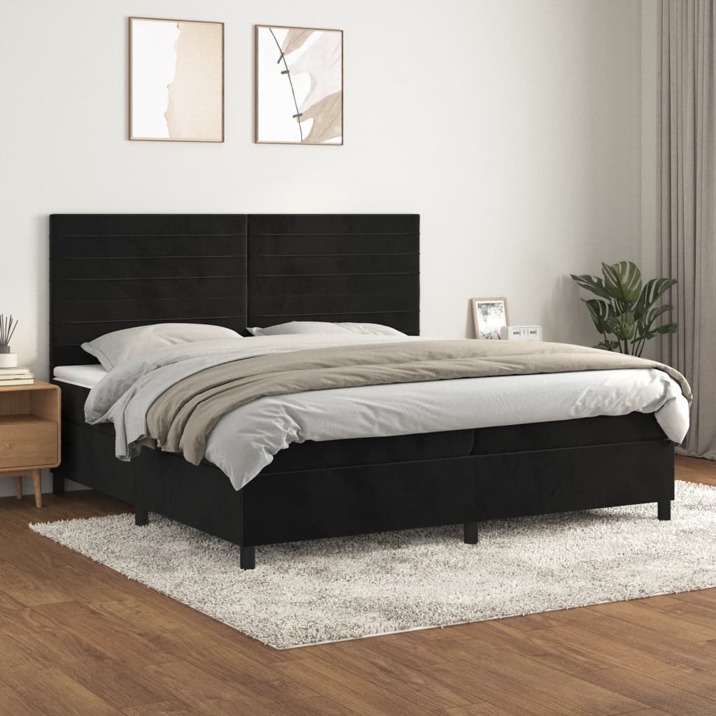 vidaXL Posteľný rám boxspring s matracom čierny 200x200 cm zamat