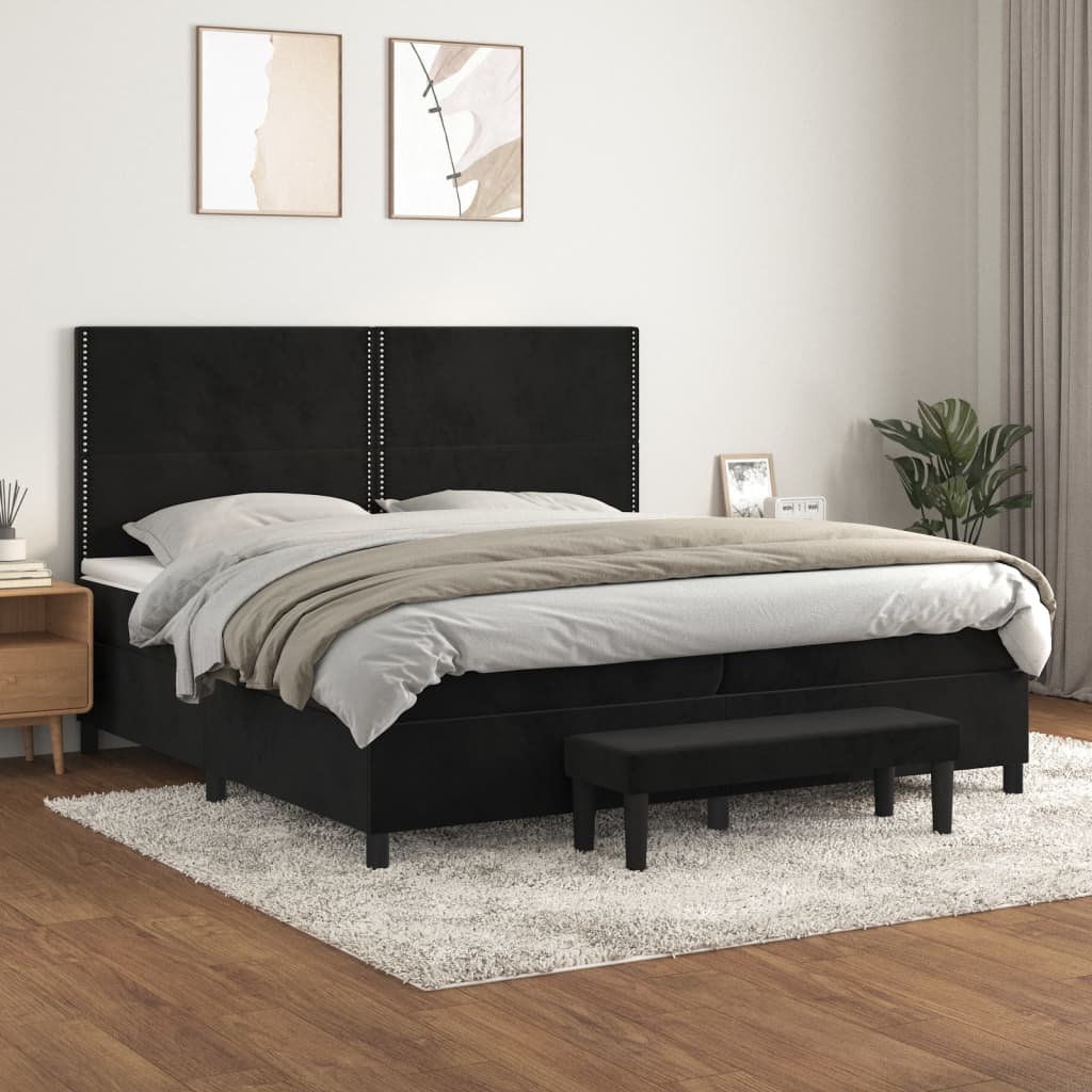 vidaXL Posteľný rám boxspring s matracom čierny 200x200 cm zamat